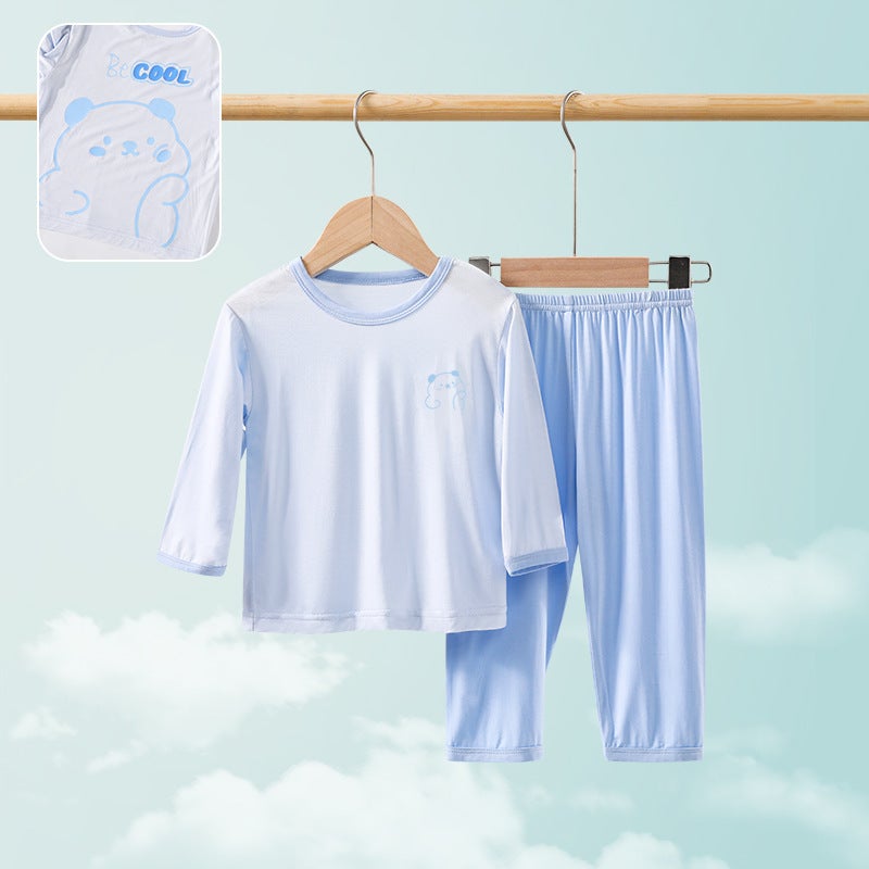 Downstream Sale Children'S Home Clothes Suit Long Sleeve Air-Conditioning Clothes Baby'S Inner Pajamas Split Suit Summer Thin - Image 1