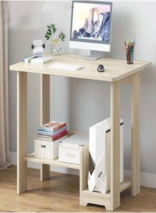 Raffine Modern Multifunctional Simple Home Office Computer Table Desk Learning Writing Desk with Storage Shelf For Study Room and Office Furniture Beige 60 x 37 x 72 cm  - Image 1