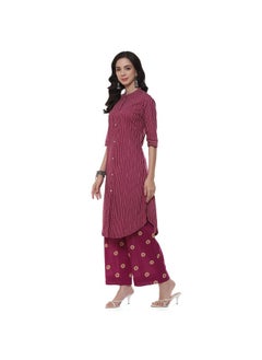 Biba BIBA WOMEN PRINTED NARROW SALWAR KURTA DUPATTA(SKD7431E_BERRY_32)  - Image 2