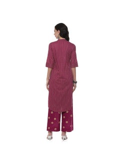 Biba BIBA WOMEN PRINTED NARROW SALWAR KURTA DUPATTA(SKD7431E_BERRY_32)  - Image 4