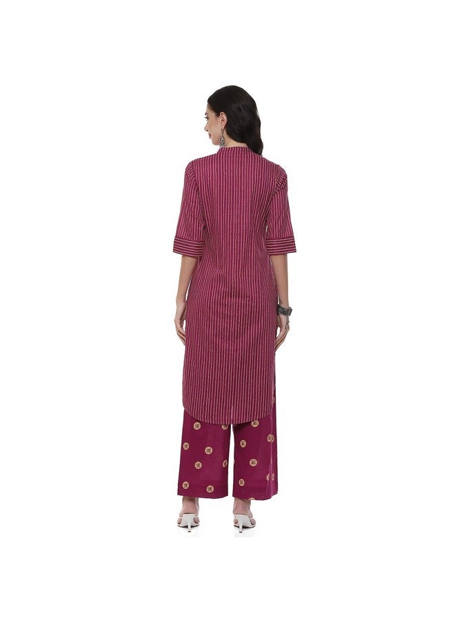 BIBA WOMEN PRINTED NARROW SALWAR KURTA DUPATTA(SKD7431E_BERRY_32) - Image 4
