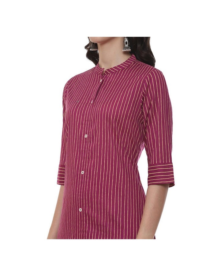 BIBA WOMEN PRINTED NARROW SALWAR KURTA DUPATTA(SKD7431E_BERRY_32) - Image 5