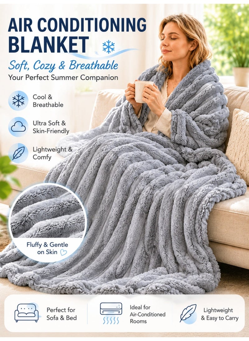 OHTEX HOME بطانية سميكة خفيفة الوزن فاخرة من فرو الأرانب قصيرة الوبر، مناسبة للمكتب، بطانية قيلولة، بطانية أريكة 150*200 سم - Image 2