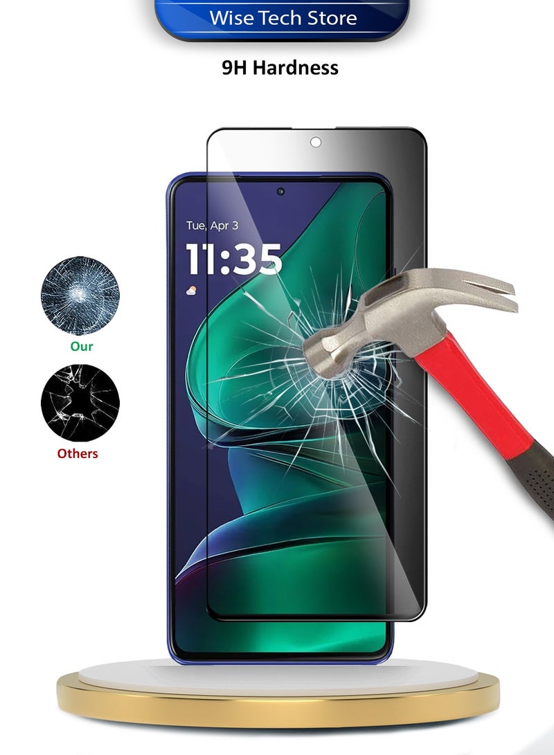 Wtech Motorola Edge 60 Stylus 5G 2025 Premium E2E Series Privacy Full Glue Full Cover Tempered Glass Screen Protector (MSGECP) - Clear/Black - Image 2