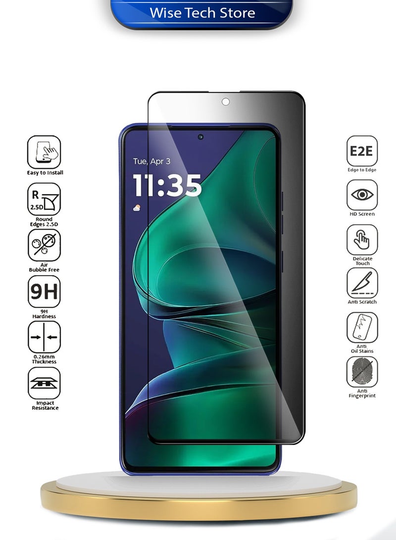 Wtech Motorola Edge 60 Stylus 5G 2025 Premium E2E Series Privacy Full Glue Full Cover Tempered Glass Screen Protector (MSGECP) - Clear/Black - Image 1