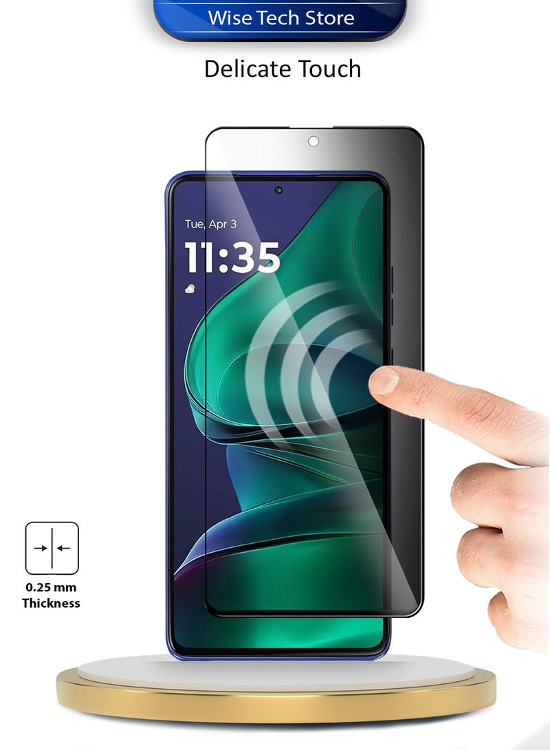 Wtech Motorola Edge 60 Stylus 5G 2025 Premium E2E Series Privacy Full Glue Full Cover Tempered Glass Screen Protector (MSGECP) - Clear/Black - Image 3