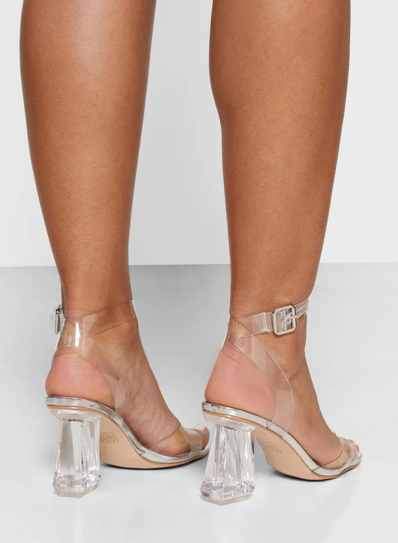 Missguided Transparent Strap Slingback Clear High Heel Sandal