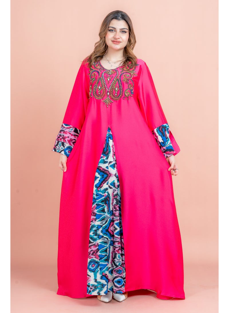 اكسا جلابية مطرزة سادة