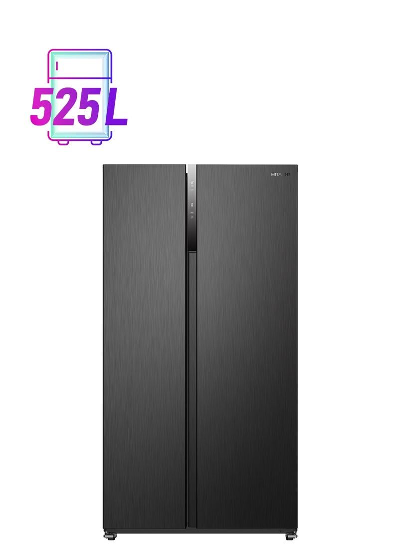Hitachi Side-by-Side Refrigerator 525L (18.5 Cu.Ft.), Surround Air Cooling, Efficient Inverter Compressor, Dual Sensing Control, Mirror Touch Controller, Inox – HRSN9552DXSA 525 L 950 W HRSN9552DXSA Silver - Image 1