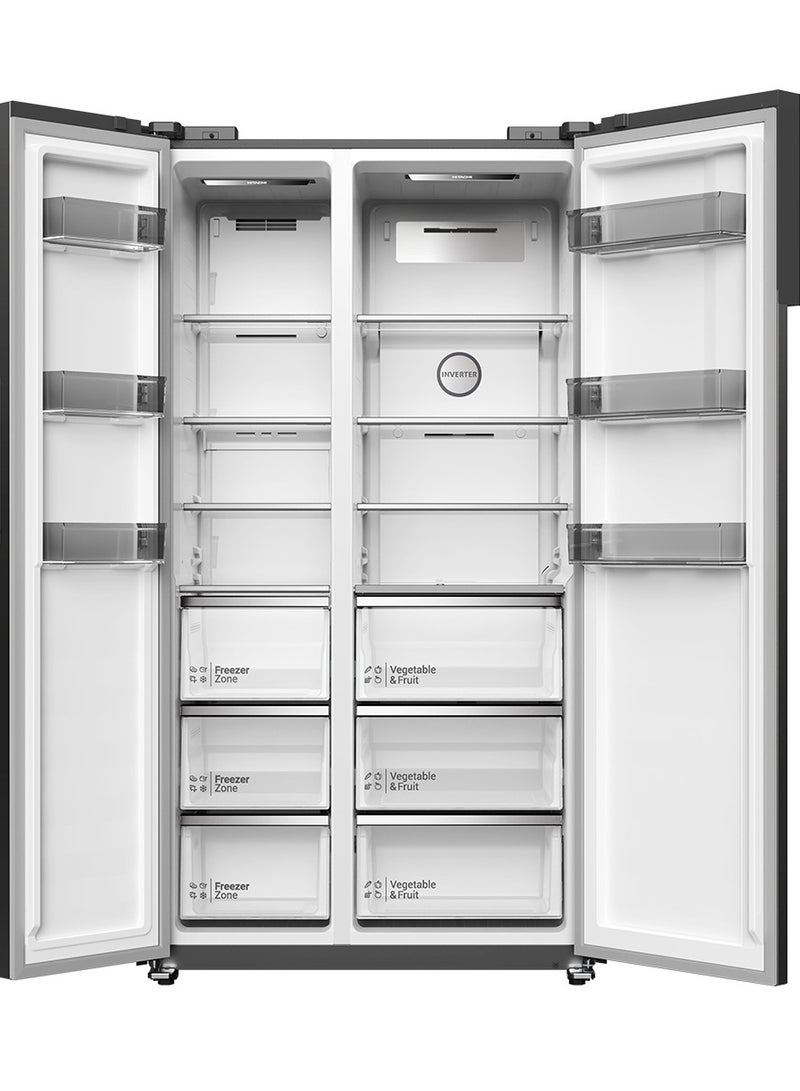 Hitachi Side-by-Side Refrigerator 525L (18.5 Cu.Ft.), Surround Air Cooling, Efficient Inverter Compressor, Dual Sensing Control, Mirror Touch Controller, Inox – HRSN9552DXSA 525 L 950 W HRSN9552DXSA Silver - Image 2