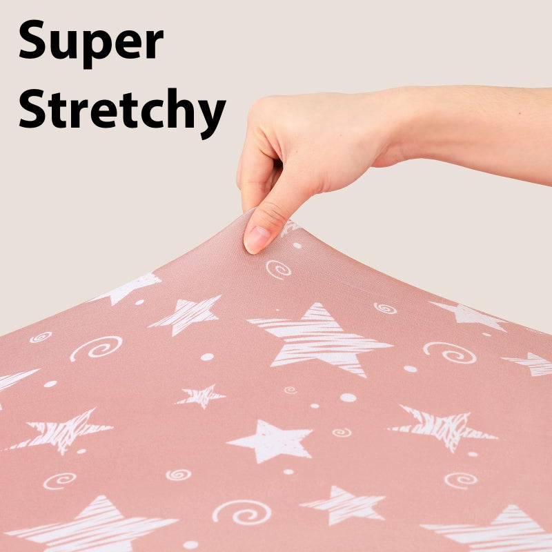 FIEMOL Baby Crib Sheets Girl, 3 Pack Toddler Bed Sheets Fit for 52â€x28â€ Standard Crib and Toddler Mattresses, Super Soft Microfiber Pink Stars - Image 4