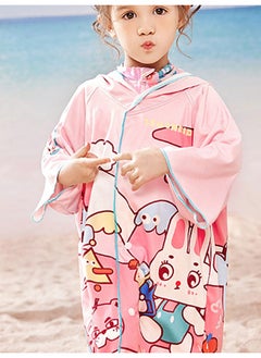 LITTLE SURPRISE BOX Pink Bunny Lightweight Microfibre Hooded Swim Poncho/ beach coverup towel for Kids  - Image 5