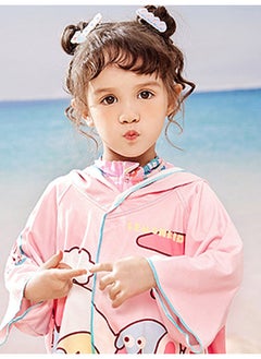 LITTLE SURPRISE BOX Pink Bunny Lightweight Microfibre Hooded Swim Poncho/ beach coverup towel for Kids  - Image 2