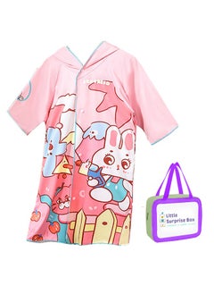 LITTLE SURPRISE BOX Pink Bunny Lightweight Microfibre Hooded Swim Poncho/ beach coverup towel for Kids  - Image 1
