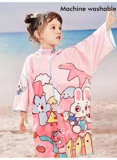 LITTLE SURPRISE BOX Pink Bunny Lightweight Microfibre Hooded Swim Poncho/ beach coverup towel for Kids  - Image 4