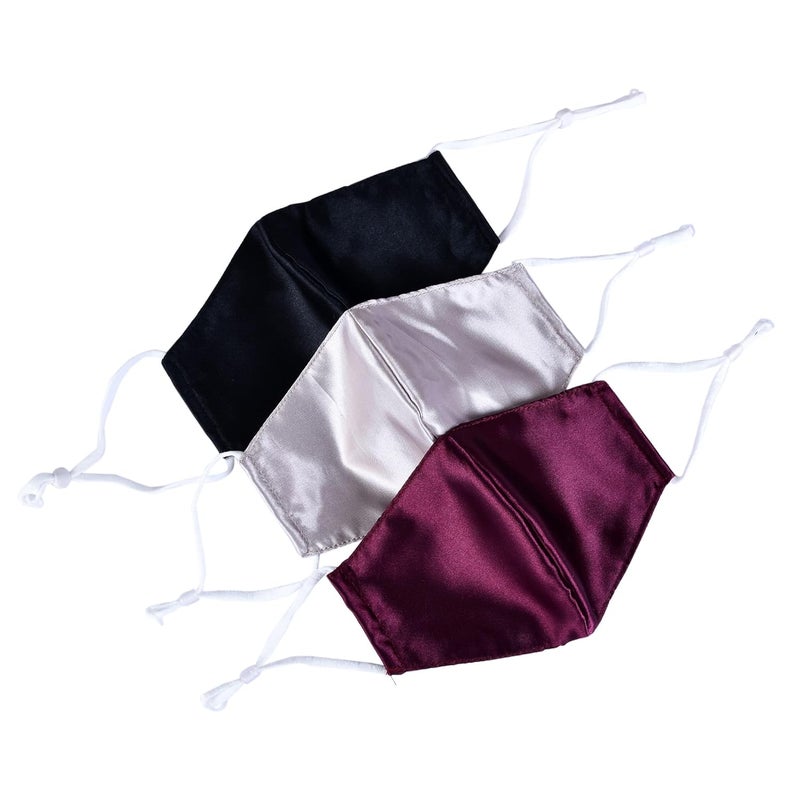 NNR NNR Satin Silk Face Mask With Soft Elastic For Kids Girls Pack Of 3 PcsMulticolor  - Image 1