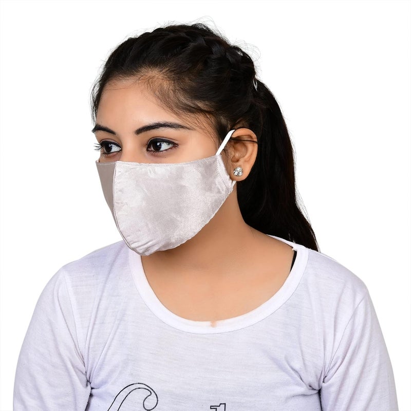 NNR NNR Satin Silk Face Mask With Soft Elastic For Kids Girls Pack Of 3 PcsMulticolor  - Image 4
