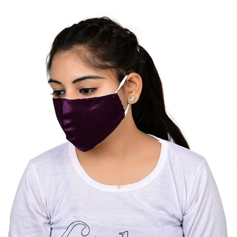 NNR NNR Satin Silk Face Mask With Soft Elastic For Kids Girls Pack Of 3 PcsMulticolor  - Image 3