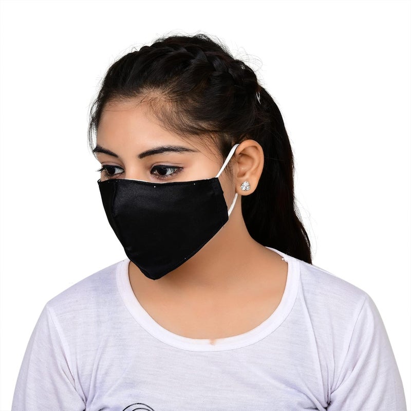 NNR NNR Satin Silk Face Mask With Soft Elastic For Kids Girls Pack Of 3 PcsMulticolor  - Image 5