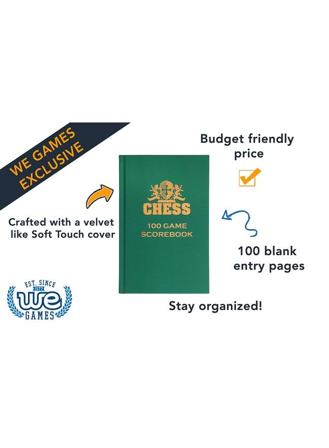 WE Games Hardcover Chess Notation Scorebook Green - Image 3