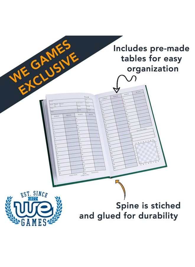 WE Games Hardcover Chess Notation Scorebook Green - Image 4
