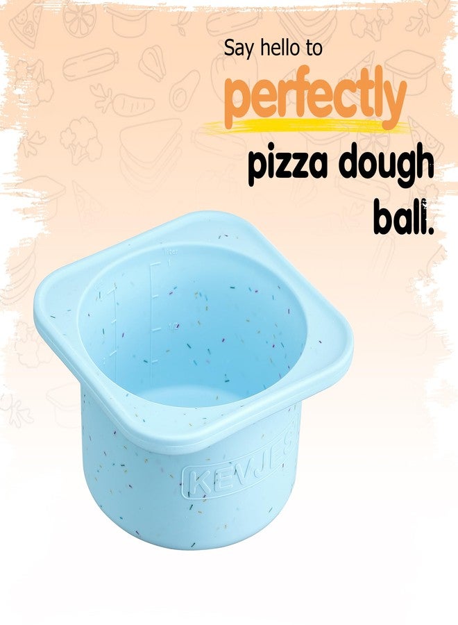 KEVJES PLUS 1000ml Pizza Dough Proofing Containers for DIY family Artisan Pizza, Food Grade Silicone Stackable Boxes with Lids, Freezer, Fridge, Dishwasher Safe-Sprinkles Pattern-3 Pack (Aqua) - Image 2