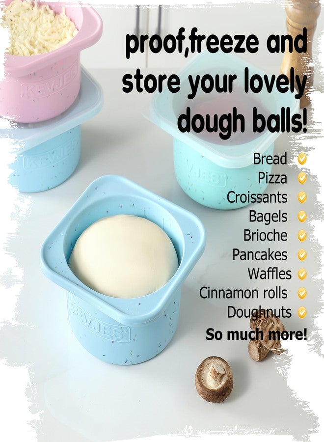KEVJES PLUS 1000ml Pizza Dough Proofing Containers for DIY family Artisan Pizza, Food Grade Silicone Stackable Boxes with Lids, Freezer, Fridge, Dishwasher Safe-Sprinkles Pattern-3 Pack (Aqua) - Image 5