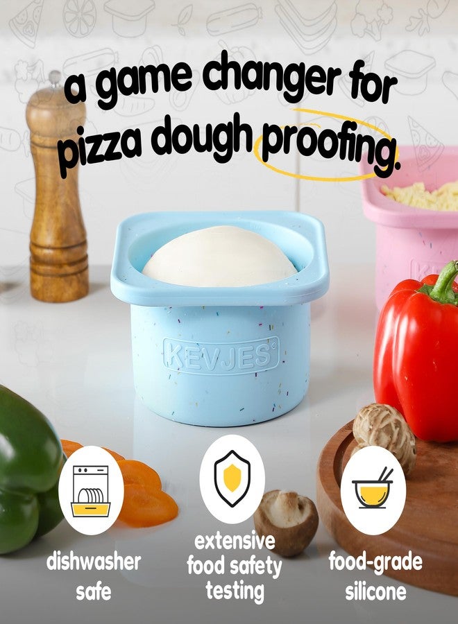 KEVJES PLUS 1000ml Pizza Dough Proofing Containers for DIY family Artisan Pizza, Food Grade Silicone Stackable Boxes with Lids, Freezer, Fridge, Dishwasher Safe-Sprinkles Pattern-3 Pack (Aqua) - Image 3