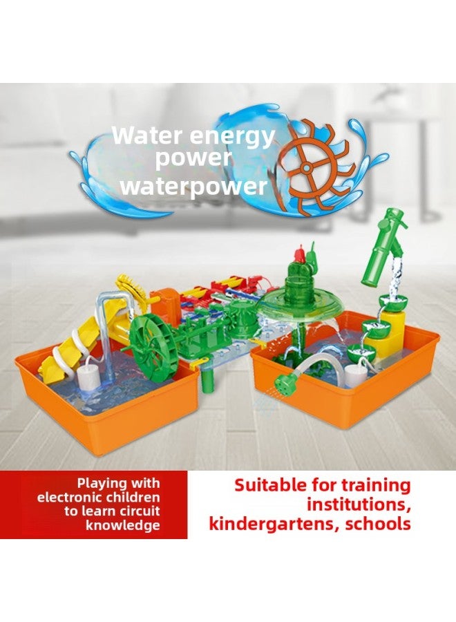 Electrical Kid Hydro-powered Automatic Fountain Blowing Bubble Machine Stone Mill Water Wheel Stem Scientific Experiment Toy Set-Specifications:Hydrodynamic Primary Edition  - Image 3