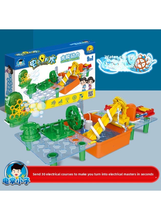 Electrical Kid Hydro-powered Automatic Fountain Blowing Bubble Machine Stone Mill Water Wheel Stem Scientific Experiment Toy Set-Specifications:Hydrodynamic Primary Edition  - Image 4