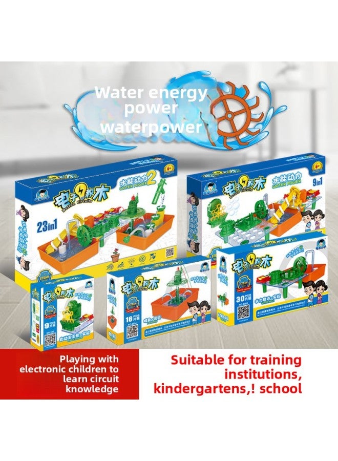 Electrical Kid Hydro-powered Automatic Fountain Blowing Bubble Machine Stone Mill Water Wheel Stem Scientific Experiment Toy Set-Specifications:Hydrodynamic Primary Edition  - Image 2