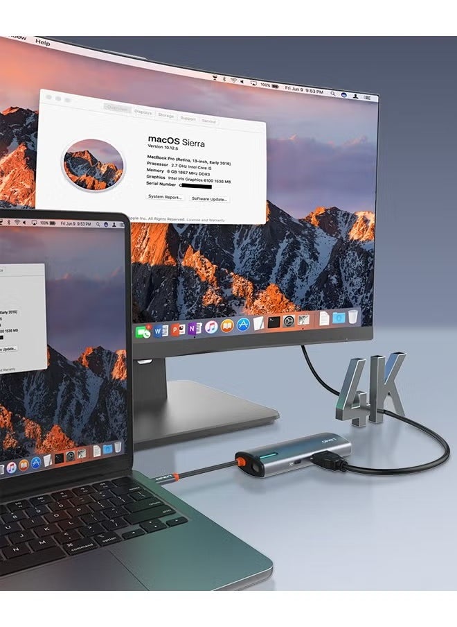 لدنيو - محطة إرساء USB C 6 في 1 موزع من النوع C متعدد المنافذ مع 4K HDMI USB 3.0 RJ45 USB-c Type-c Pd محول شحن محطة إرساء الكمبيوتر المحمول - Image 1