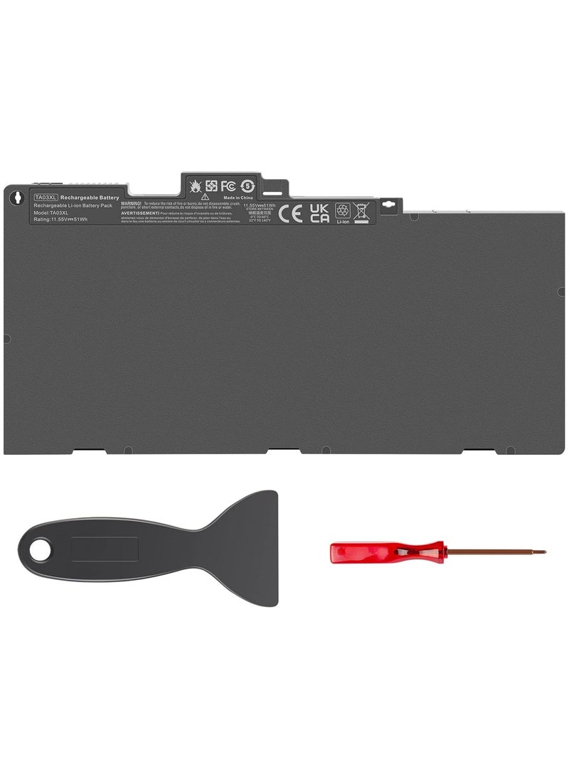 11.55V 51Wh Laptop Battery – Compatible with HP EliteBook 840 G2/G4, 850 G3/G4, 745 G3, 755 G4 – TA03XL 3-Cell Li-ion + Tools  - Image 1