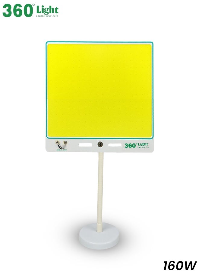 360 ديجري لايت مصباح عمل LED COB 160 واط 360 درجة مع جهاز تحكم عن بعد، قاعدة مغناطيسية، مصباح فائق السطوع 4000 لومن، مصباح طوارئ يعمل ببطارية السيارة 12 فولت، 5 أوضاع إضاءة، مصباح تخييم خارجي قابل للتعتيم، حامل مرن، سلك طويل 5 أمتار لإصلاح السيارات، المرآب، المنزل، السفر، العمل الليلي - Image 1
