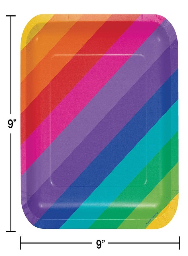 CREATIVE CONVERTING أطباق ورقية مربعة عدد 8، 9 إنش، قوس قزح - Image 2