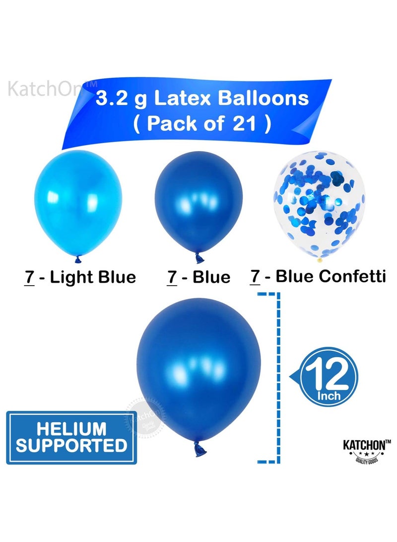 KATCHON Silver Number 10 Balloon with Blue Latex Balloons Pack of 23 for 10th Birthday Decoration - Image 3