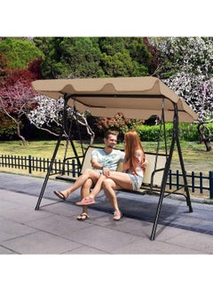 DubaiGallery 3-person Garden Swing Chair Adjustable Canopy, Beige Stripes  - Image 4