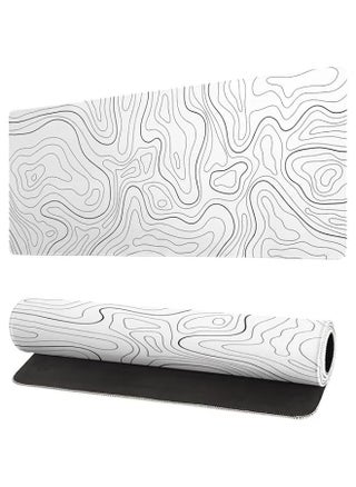 Topographic Contour White Gaming Mouse Pad XL Geographic Map Lines Extended Big Large Desk Mat Non-Slip Rubber Base Stitched Edge Long Keyboard Mousepad for PC Computer Laptop,31.5x11.8 Inch - pzsku/ZB45DE61A6EF995693758Z/45/_/1721815833/1474dc75-fd01-47fa-8356-d3a4e33f1a2d