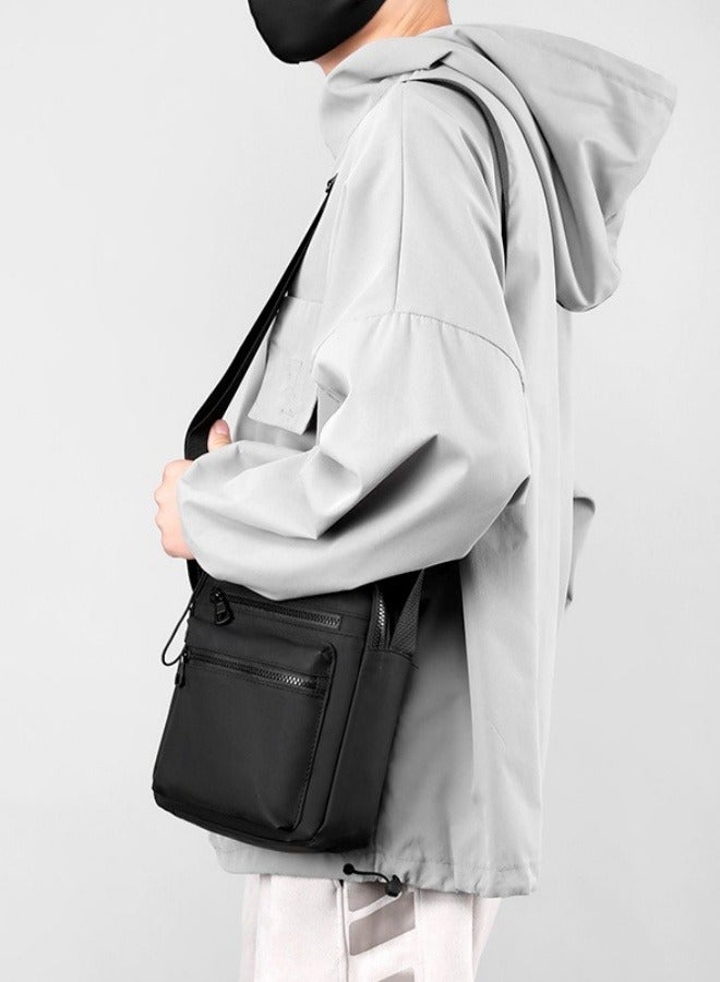 حقيبة كروس بودي سوداء من النايلون للرجال، حقيبة كتف متعددة الجيوب للأولاد، حقيبة جانبية، حقيبة حمل، حقيبة يومية للتنقل/الجامعة/التسوق/المشي لمسافات طويلة/السفر، حقيبة يد، حقيبة كلاتش، حقيبة رجالية للمراهقين/الطلاب - Image 2