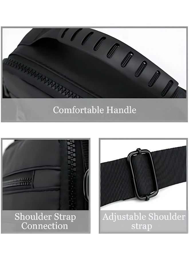 حقيبة كروس بودي سوداء من النايلون للرجال، حقيبة كتف متعددة الجيوب للأولاد، حقيبة جانبية، حقيبة حمل، حقيبة يومية للتنقل/الجامعة/التسوق/المشي لمسافات طويلة/السفر، حقيبة يد، حقيبة كلاتش، حقيبة رجالية للمراهقين/الطلاب - Image 3
