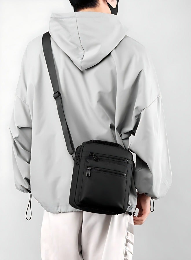 حقيبة كروس بودي سوداء من النايلون للرجال، حقيبة كتف متعددة الجيوب للأولاد، حقيبة جانبية، حقيبة حمل، حقيبة يومية للتنقل/الجامعة/التسوق/المشي لمسافات طويلة/السفر، حقيبة يد، حقيبة كلاتش، حقيبة رجالية للمراهقين/الطلاب - Image 5