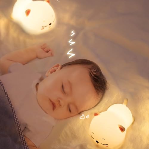Parssufy Night Lamp, Cat Lamp, Cat Light Lamp, Cat Touch Silicone Lamp, 7 Colour Changing Light for Kids Bedroom, USB Rechargeable (Cat Light lamp), LED, Multicolor - Image 3