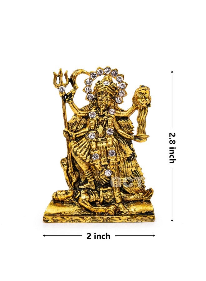 GCT Goddess Kali MATA Idol Maa Kali Murti (B-164) Antique Gold Metal Statue for Home Décor Car Dashboard Mandir Pooja Murti Temple Puja Office Table Showpiece - Image 2