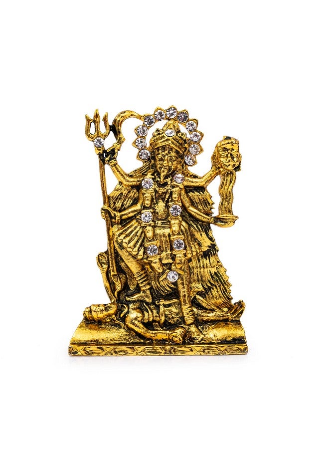 GCT Goddess Kali MATA Idol Maa Kali Murti (B-164) Antique Gold Metal Statue for Home Décor Car Dashboard Mandir Pooja Murti Temple Puja Office Table Showpiece - Image 1