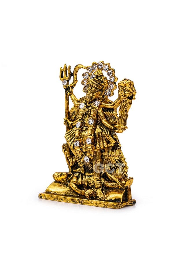 GCT Goddess Kali MATA Idol Maa Kali Murti (B-164) Antique Gold Metal Statue for Home Décor Car Dashboard Mandir Pooja Murti Temple Puja Office Table Showpiece - Image 4