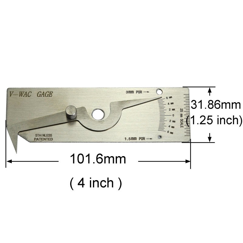 RIVERWELD V-WAC Single Weld Gage Welding Inspection Thread Gauge Metric Stainless Steel Checks Undercut Crown Height Porosity Pits - Image 2
