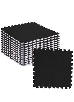 Generic 6/12/24 Pcs Plush Foam Floor Mat Square Interlocking Carpet Tiles , EVA Play Mat Floor Tiles Soft Climbing Area Rugs for Home room Decor, 12 x 12 x 0.4 Inch (Black)  - Image 1