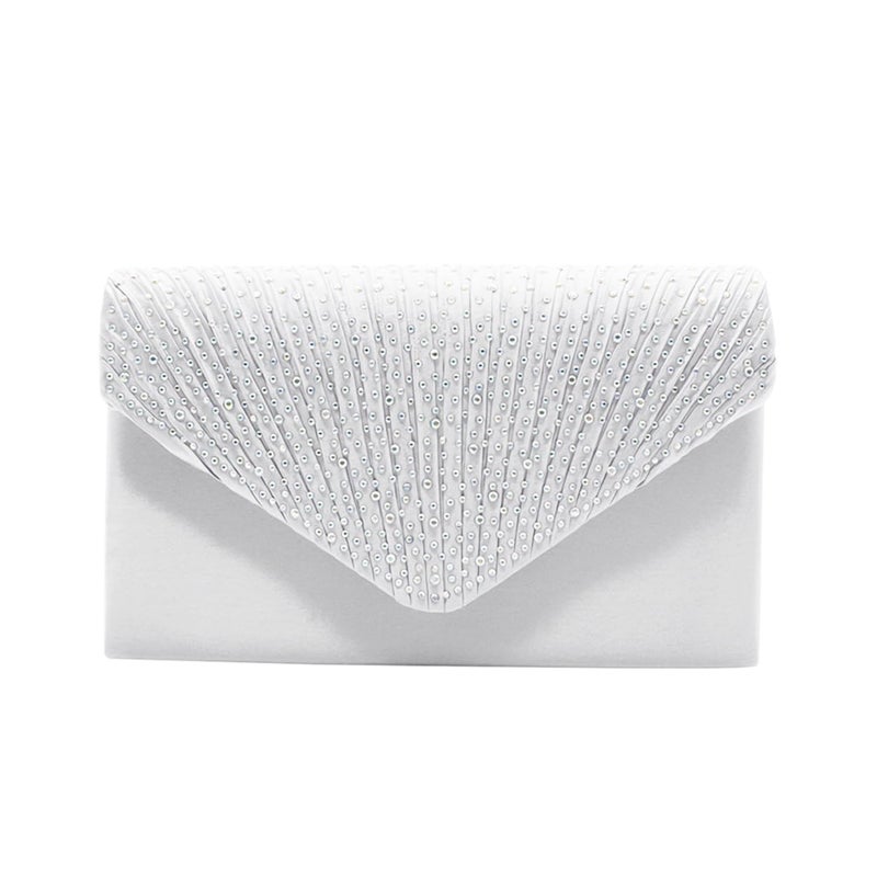 Groupcow New Ladies Evening Handbags Bridal Wedding Bag Handbag (White) - Image 1