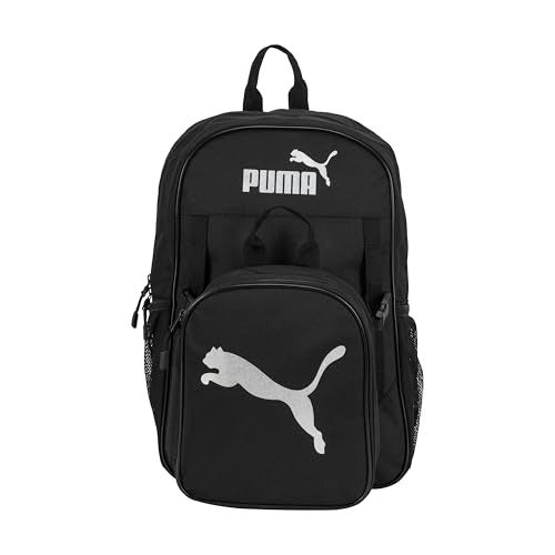 PUMA Unisex Kid's Colony Lunch Kit & Backpack Combo, Black/Metallic Silver, Medium - Image 2
