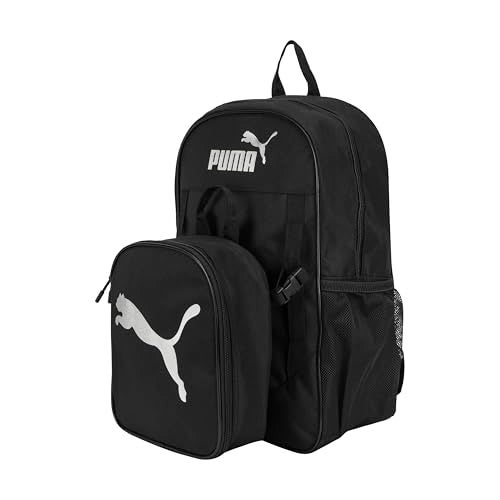 PUMA Unisex Kid's Colony Lunch Kit & Backpack Combo, Black/Metallic Silver, Medium - Image 1